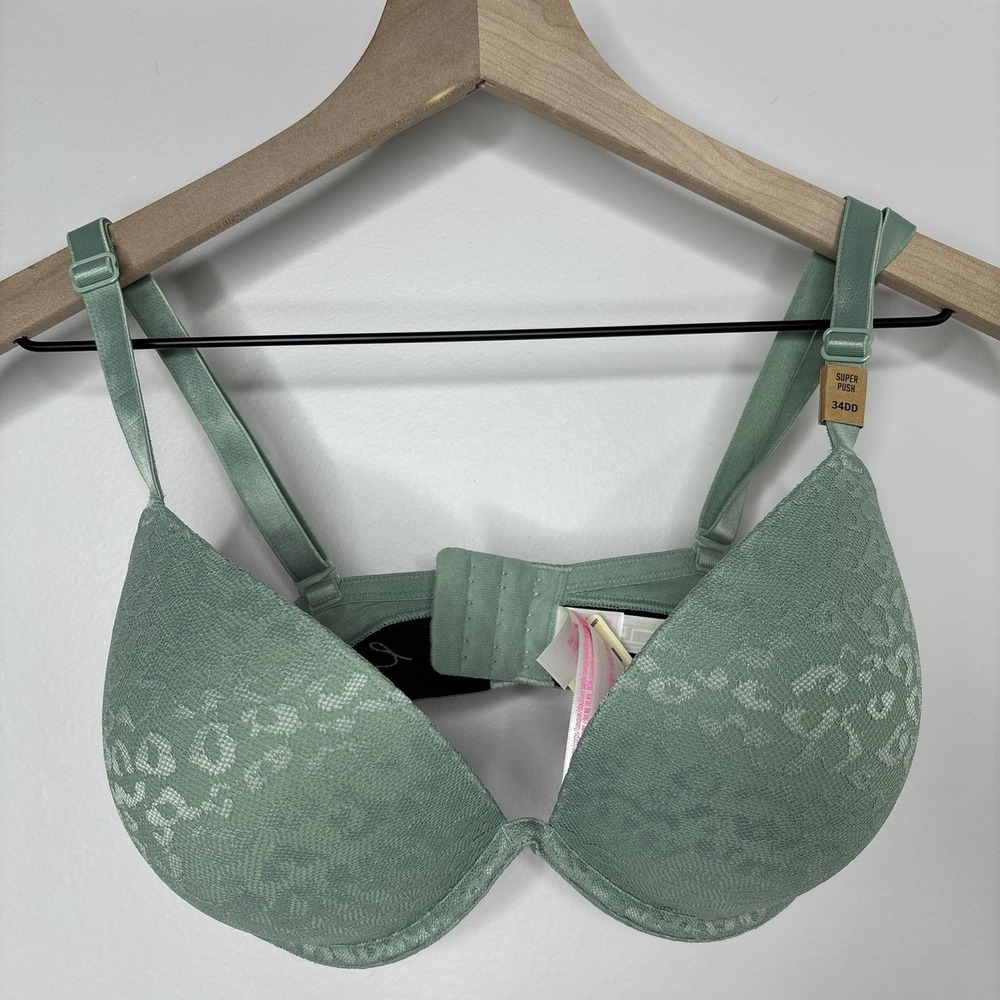Victoria's Secret / Pink Wear Everywhere Push-up Bra 34DD Padded Underwire Green